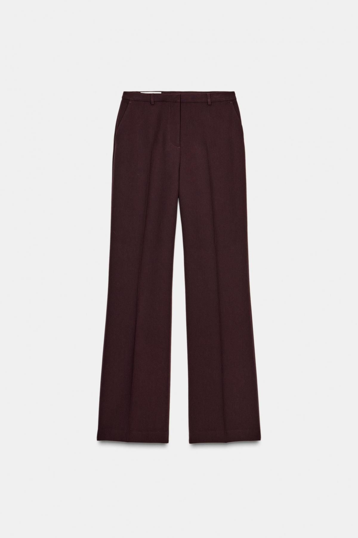 자라 하이웨이스트 스트레이트 팬츠 2051/609 BURGUNDY - 상세 이미지 5