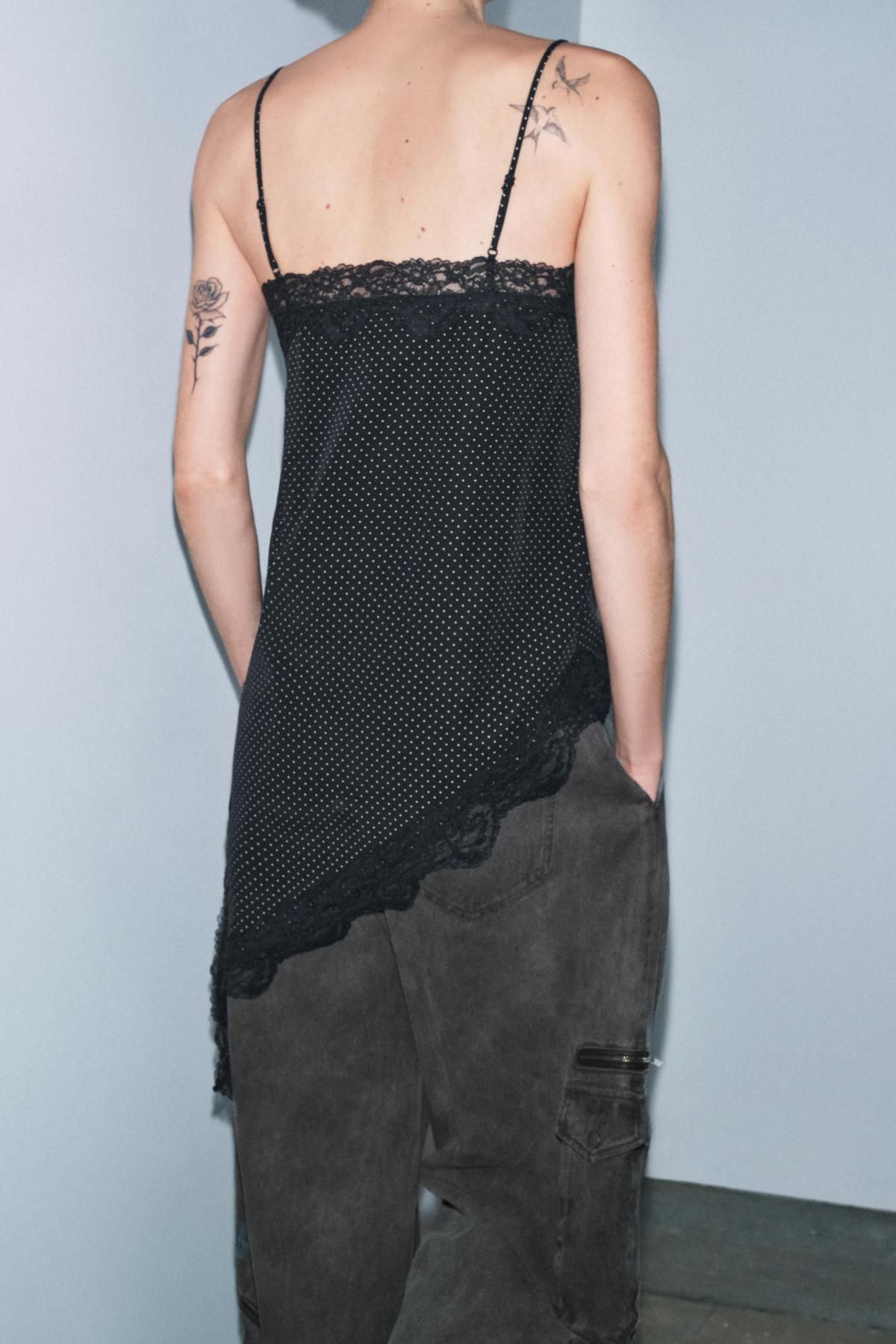자라 언발란스 도트 레이스 스트랩 탑 9479/281 BLACK - 상세 이미지 4