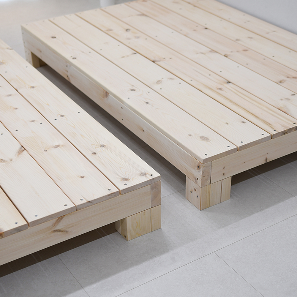 브로우드 평상형 침대 원목 침대프레임 무헤드 미니싱글