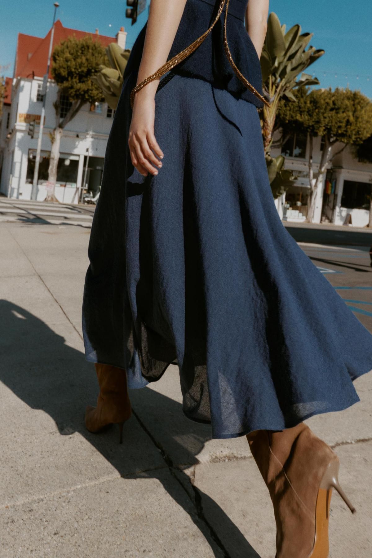 자라 레이어드 미디 A라인 스커트 2074/200 BLUE - 상세 이미지 5