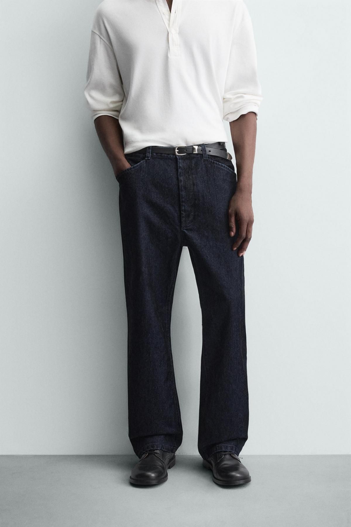 자라 테크니컬 벨벳 와이드 데님 팬츠 3715/201 DARK NAVY - 상세 이미지 3