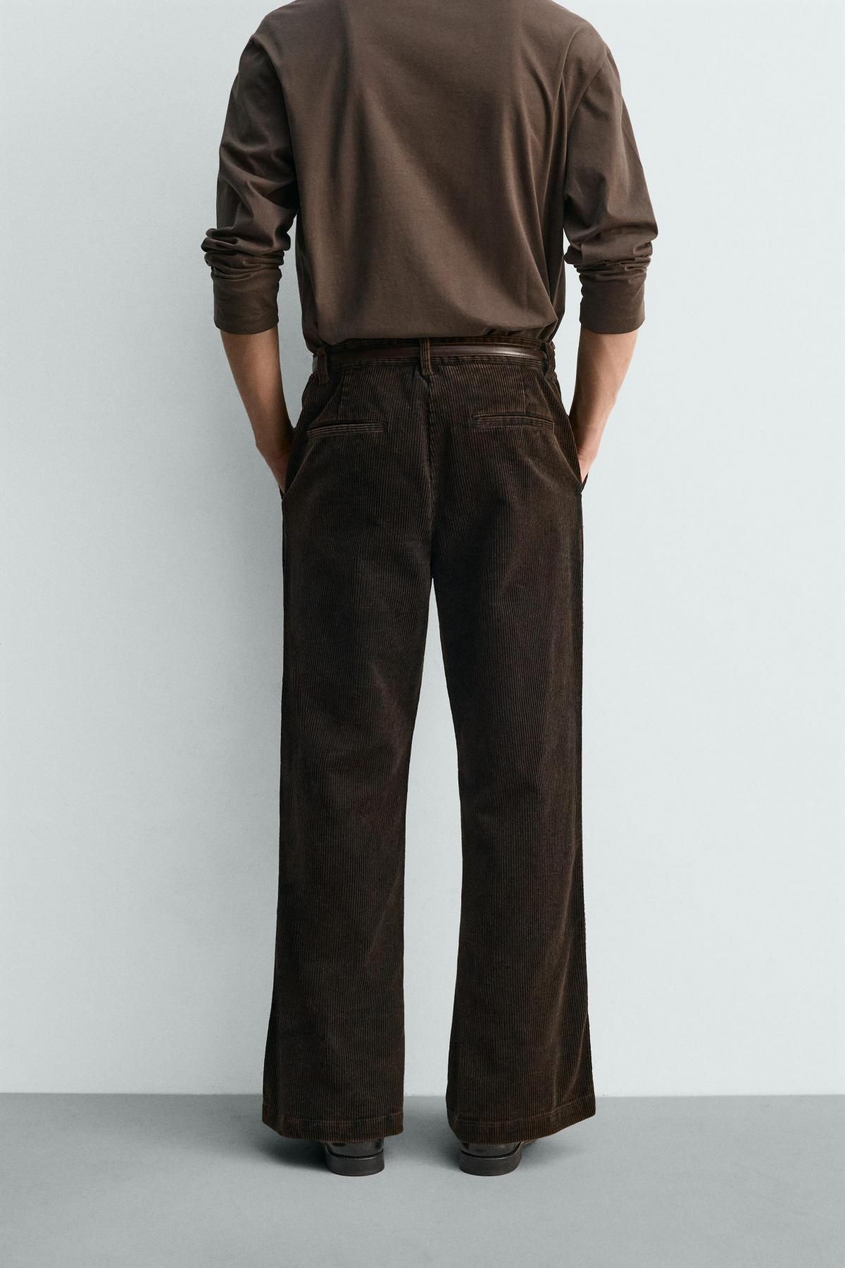 자라 한정판 코듀로이 플레어핏 와이드 팬츠 2878/309 DARK BROWN - 상세 이미지 4