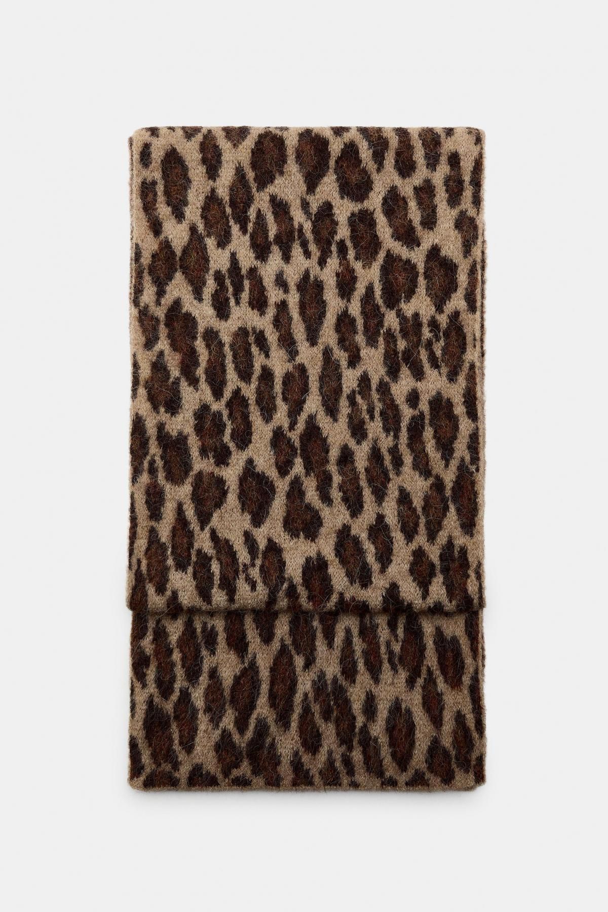 자라 애니멀 프린트 울 니트 머플러 3739/010 LEOPARD - 메인 이미지