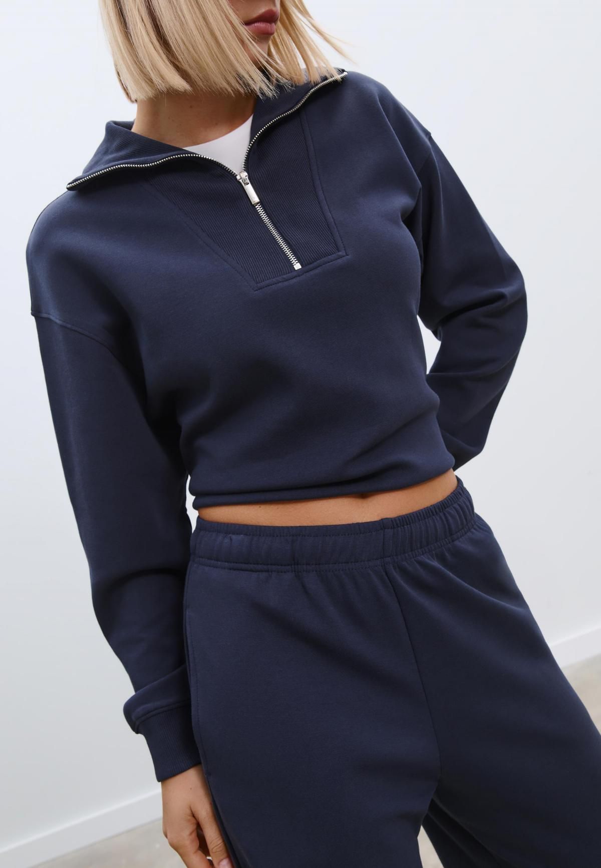 스트라디바리우스 와이드핏 미드웨이스트 조거 팬츠 4600/889 DARK BLUE - 상세 이미지 5