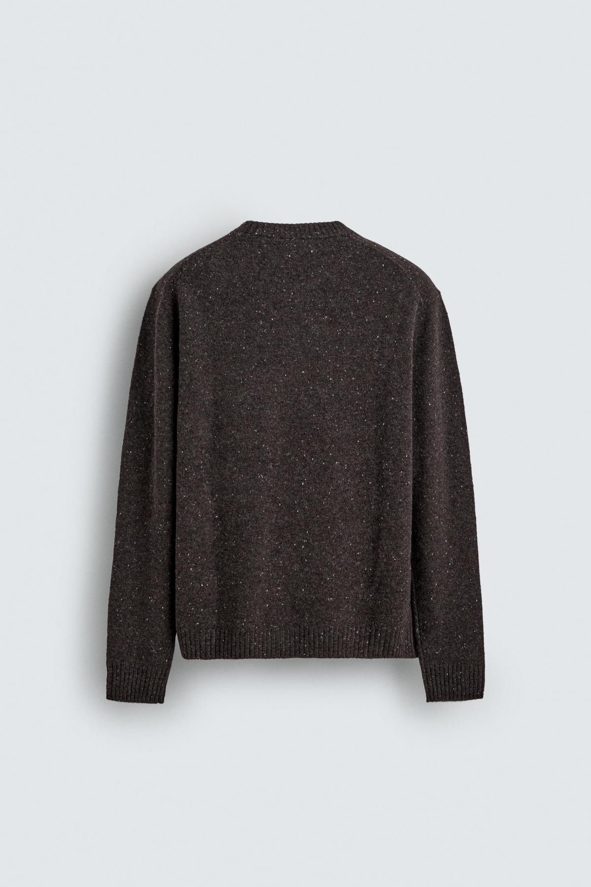 자라 프리미엄 울 라운드 니트 스웨터 2893/406 MINK BROWN 이미지 8