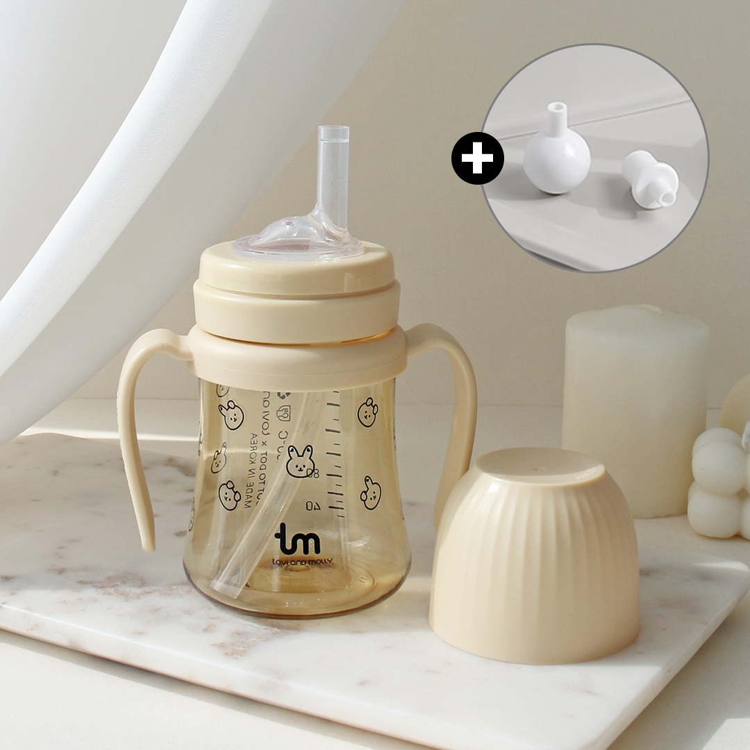 [토비앤몰리] 아기 유아 어린이집 자기주도 추 빨대컵 돗바니 돗람이 180ml