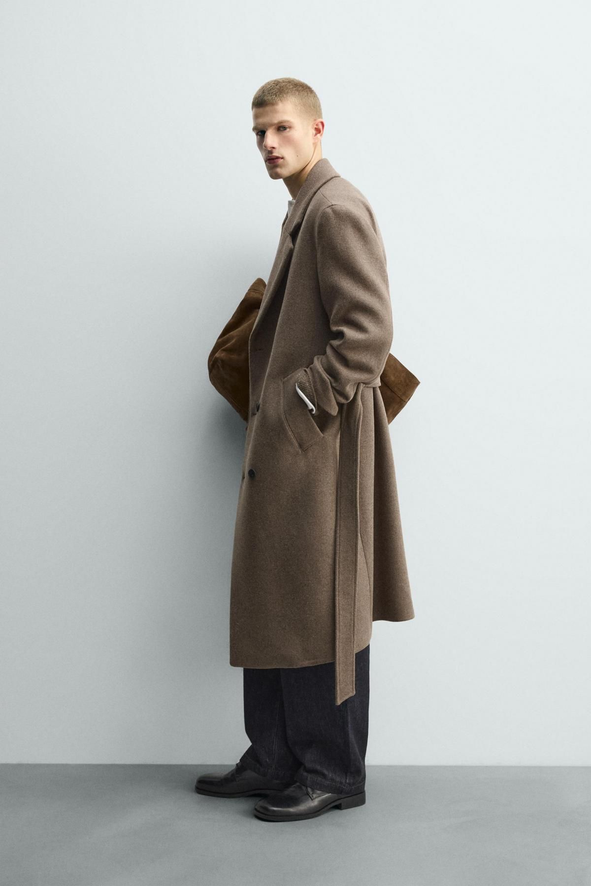 자라 더블브레스트 벨트 울 코트 브라운 2949/150 MINK - 상세 이미지 5