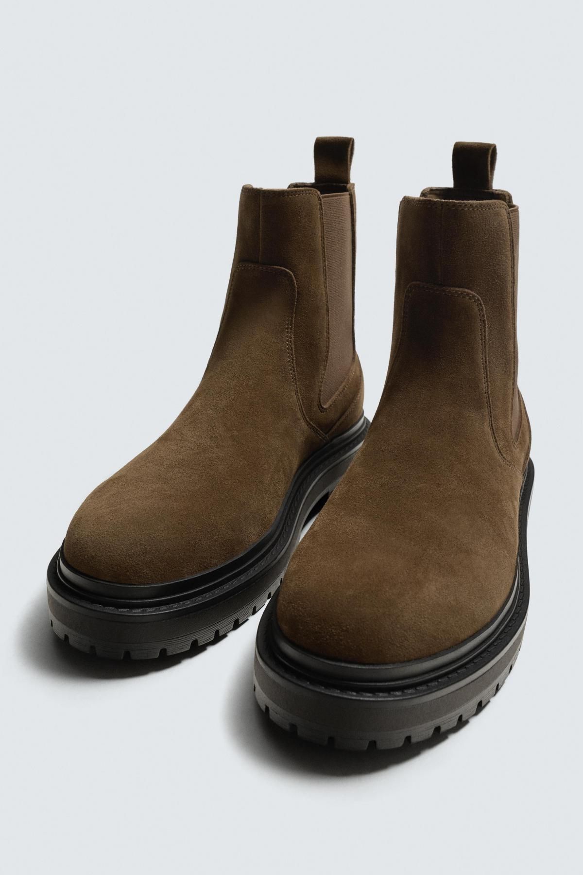 자라 프리미엄 스웨이드 첼시 부츠 2091/620 BROWN - 상세 이미지 5