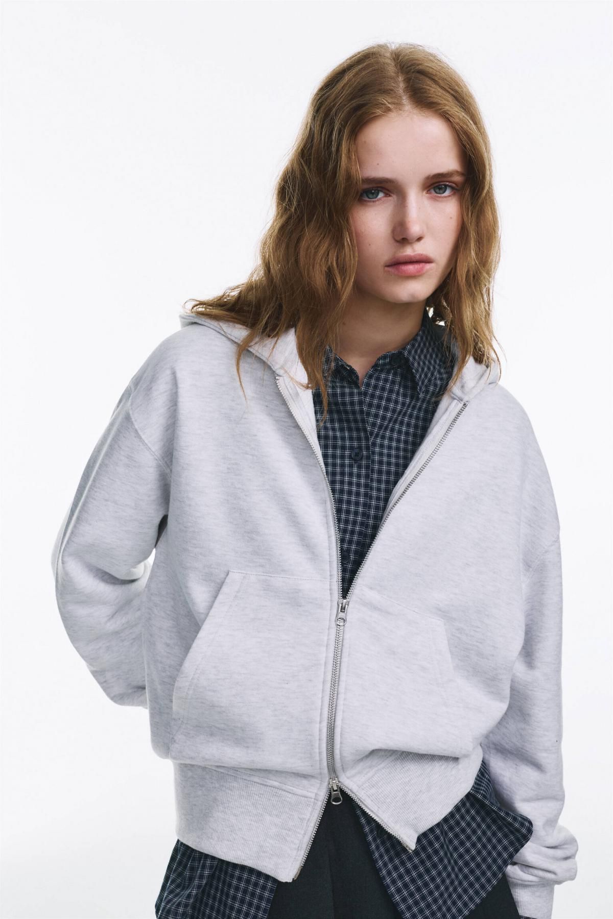 풀앤베어 오버핏 그레이 집업 후드티 3550/302 GREY MARL - 상세 이미지 4