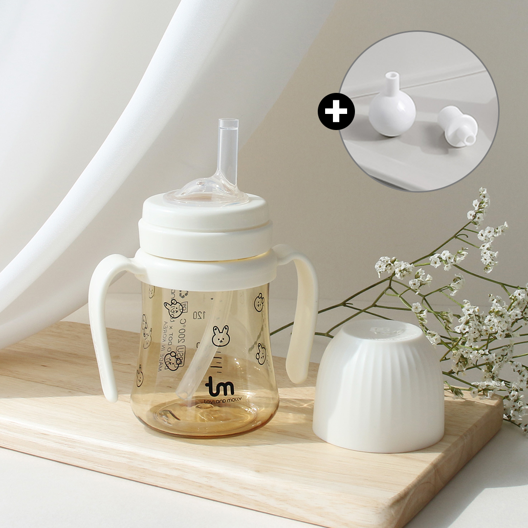 [토비앤몰리] 아기 유아 어린이집 자기주도 추 빨대컵 돗바니 돗람이 180ml