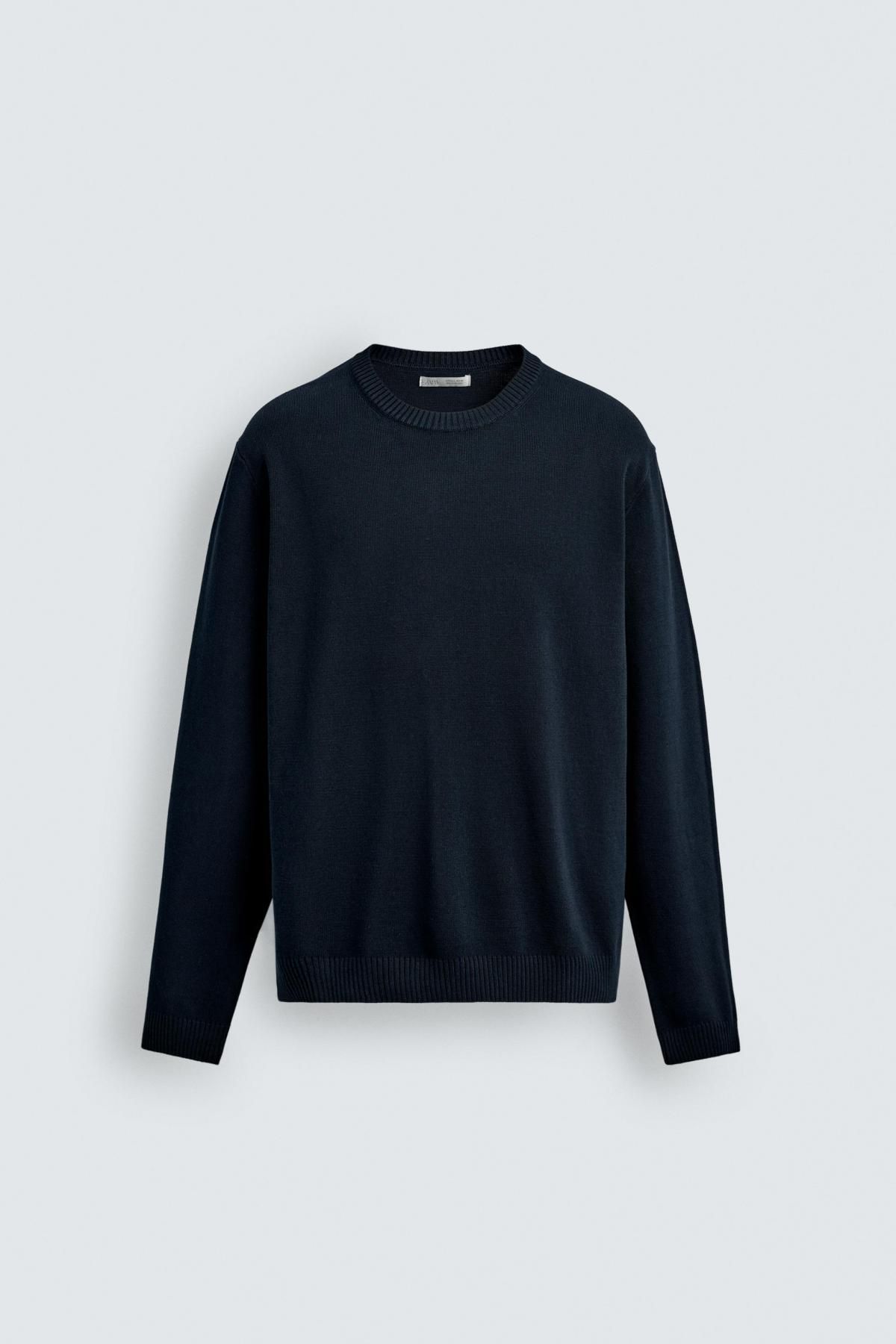 자라 테크니컬 텍스처 코튼 니트 스웨터 3332/421 NAVY BLUE - 상품 이미지