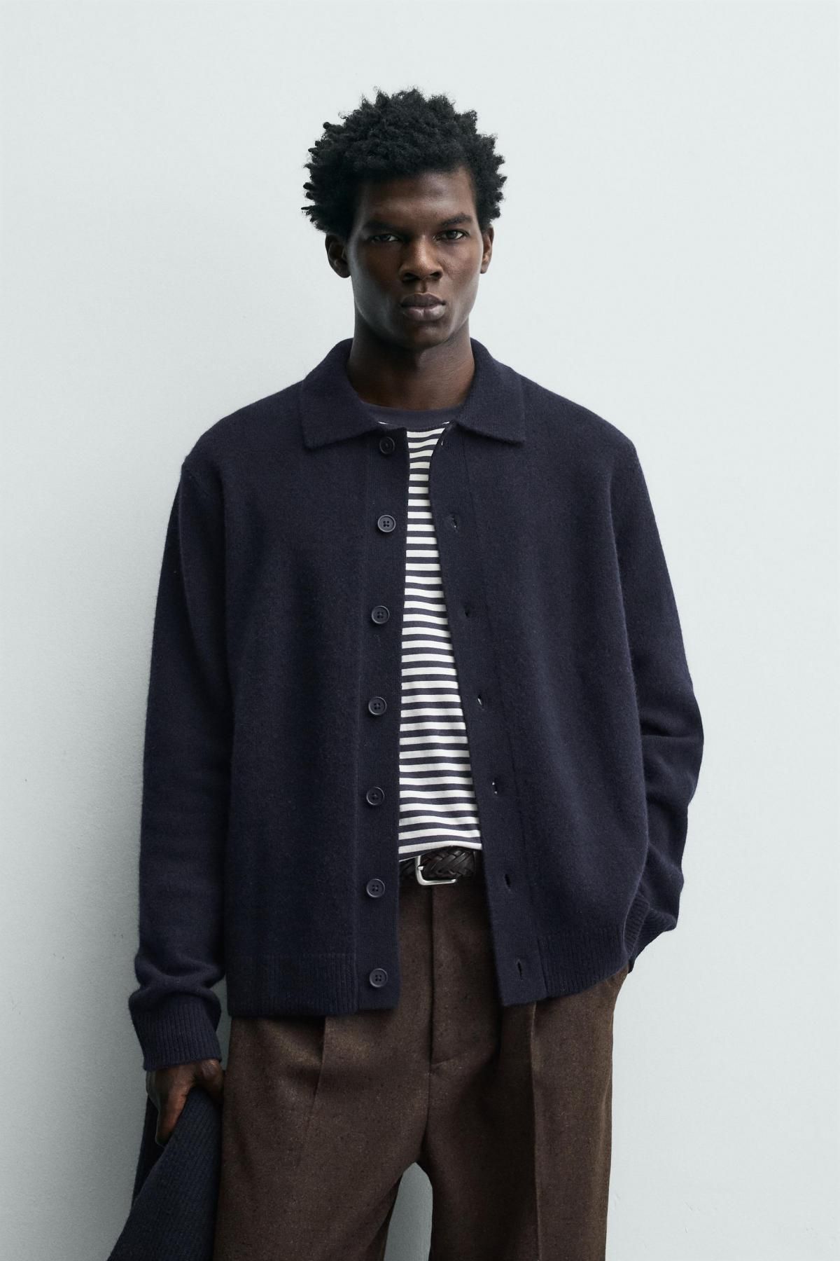 자라 프리미엄 울 레귤러핏 가디건 2893/358 NAVY BLUE - 상세 이미지 3
