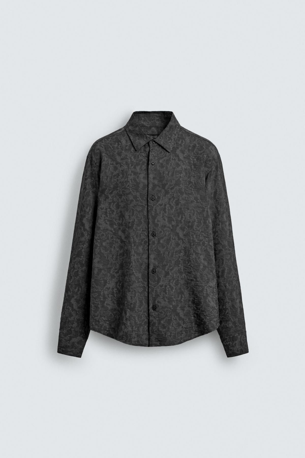 자라 플루이드 플로럴 자카드 긴팔 셔츠 7545/404 ANTHRACITE GREY - 상품 이미지