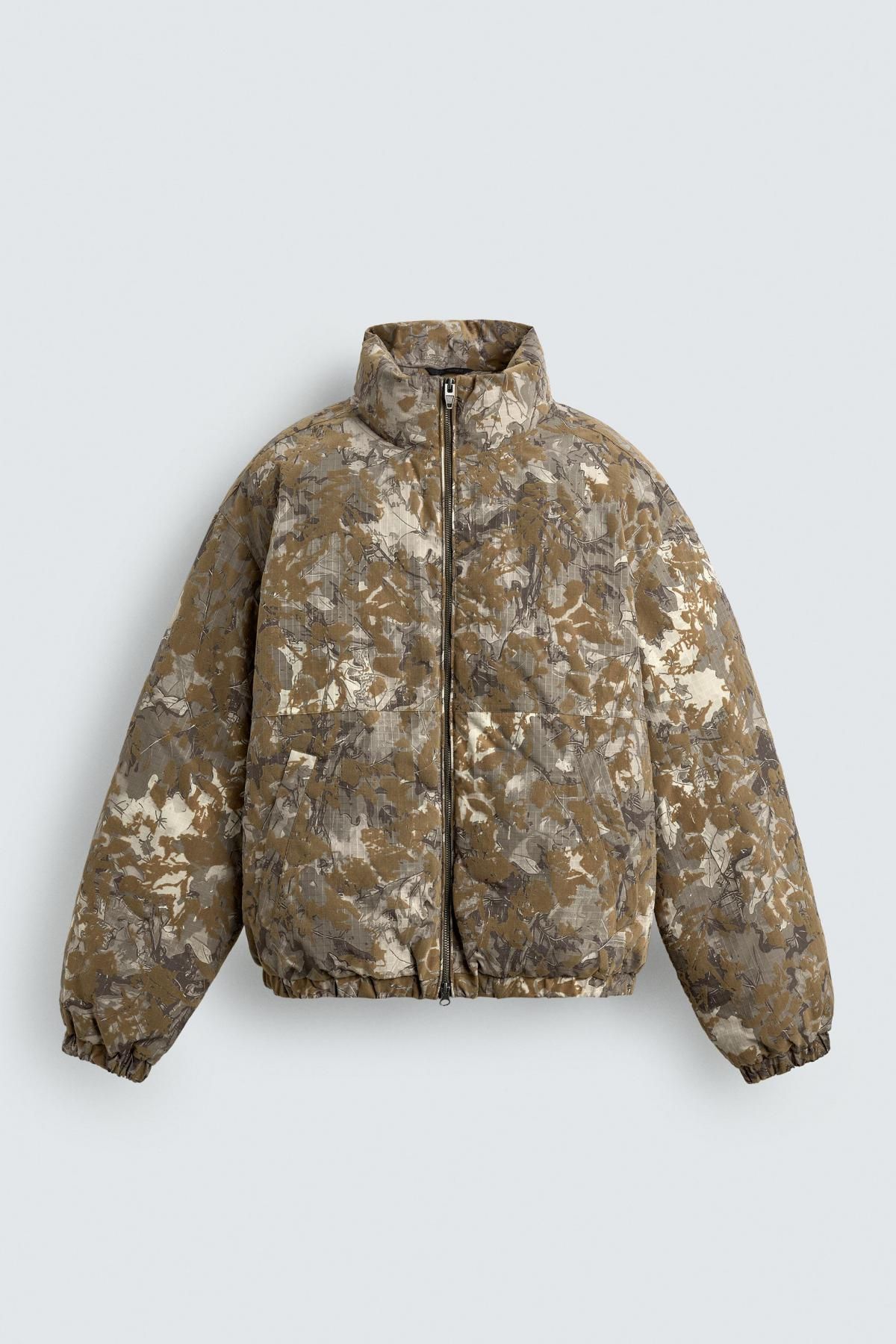 자라 테크니컬 플록 프린트 패딩 점퍼 3833/408 BEIGE - 상품 이미지