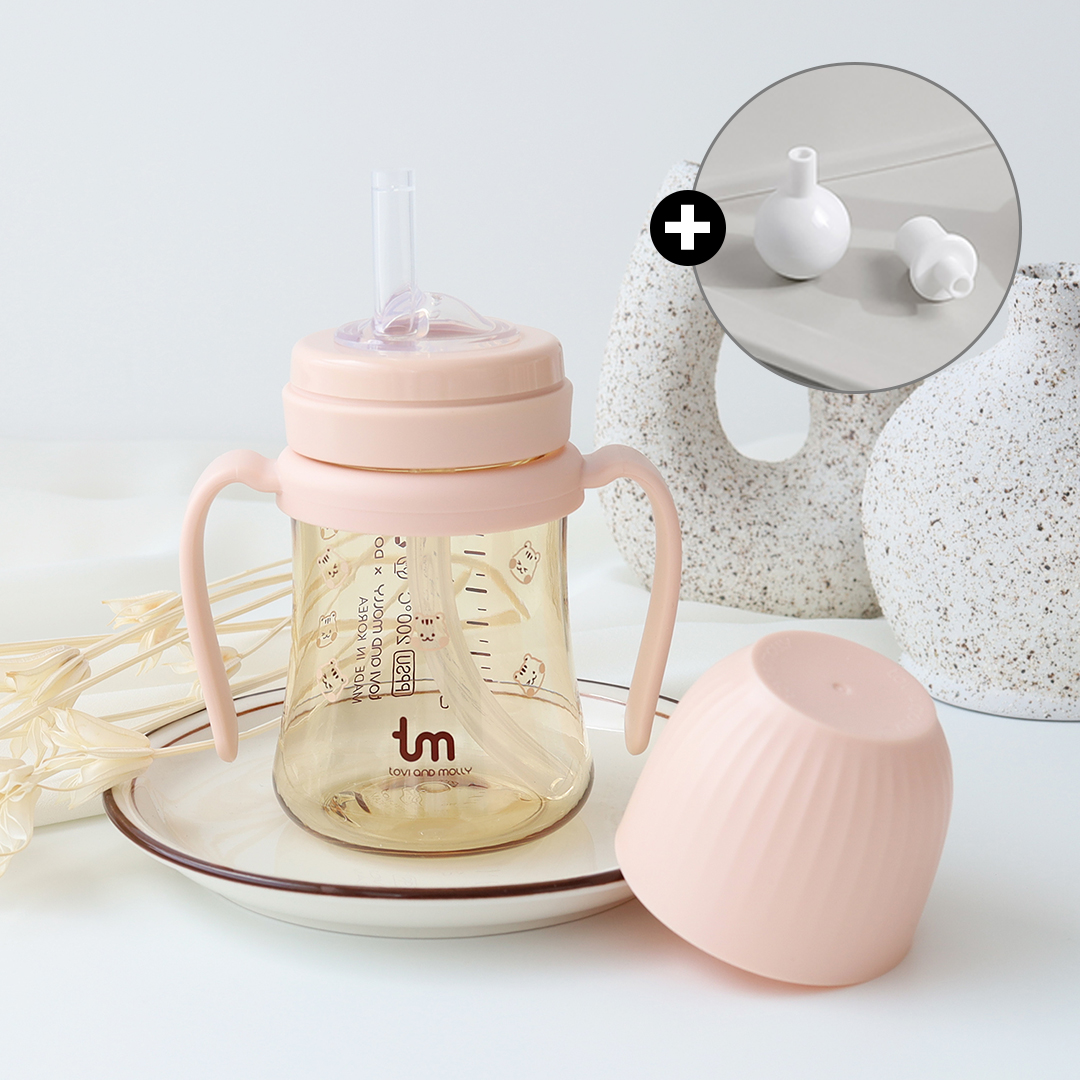 [토비앤몰리] 아기 유아 어린이집 자기주도 추 빨대컵 돗바니 돗람이 180ml