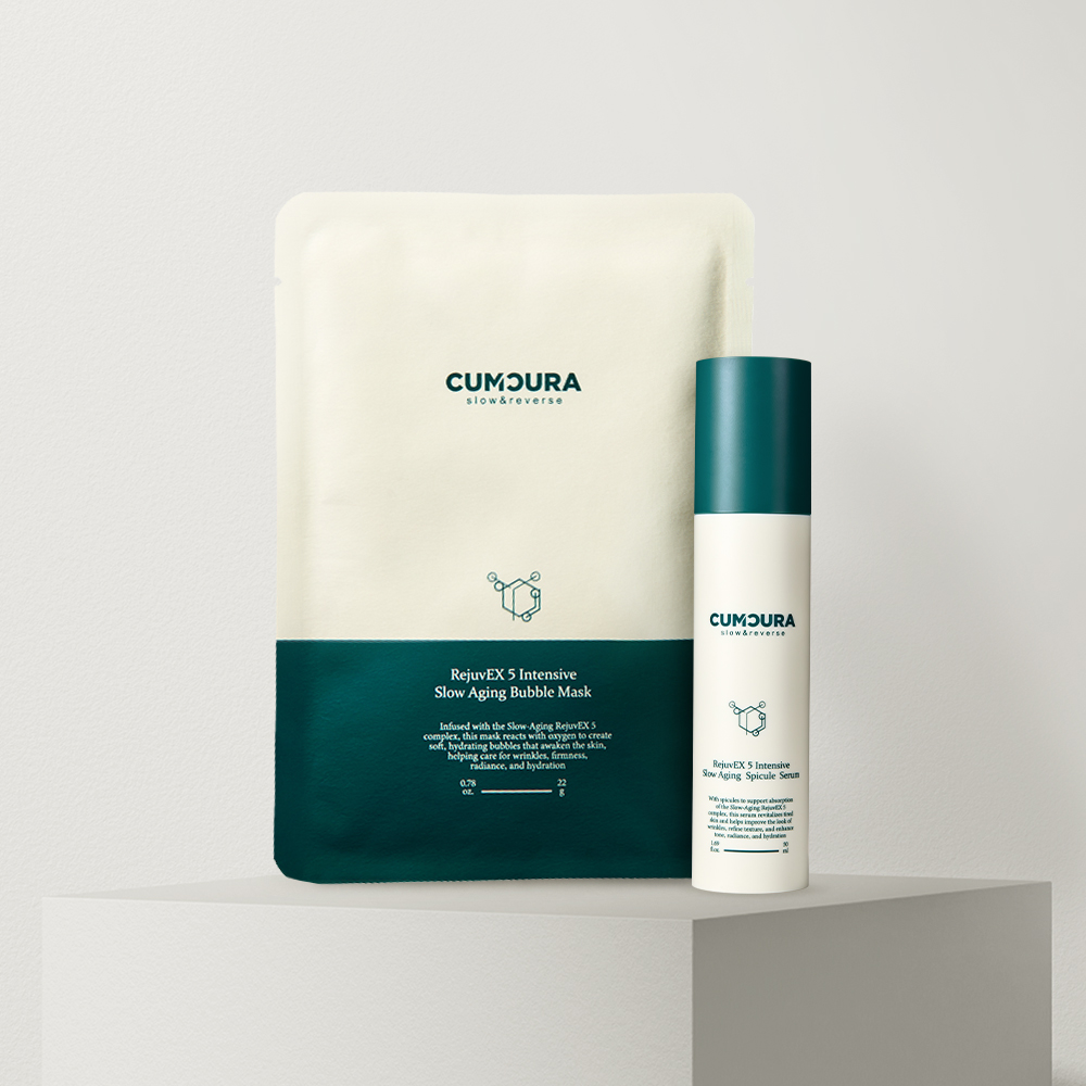 쿰쿠라 리쥬벡스5 인텐시브 슬로우에이징 더블 액션 스킨부스터 (스피큘세럼 50ml + 버블 마스크팩 5ea) - 상품 이미지