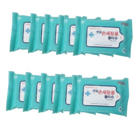 티엔비 살균소독티슈 안심 손세정용 물티슈 20매 10개