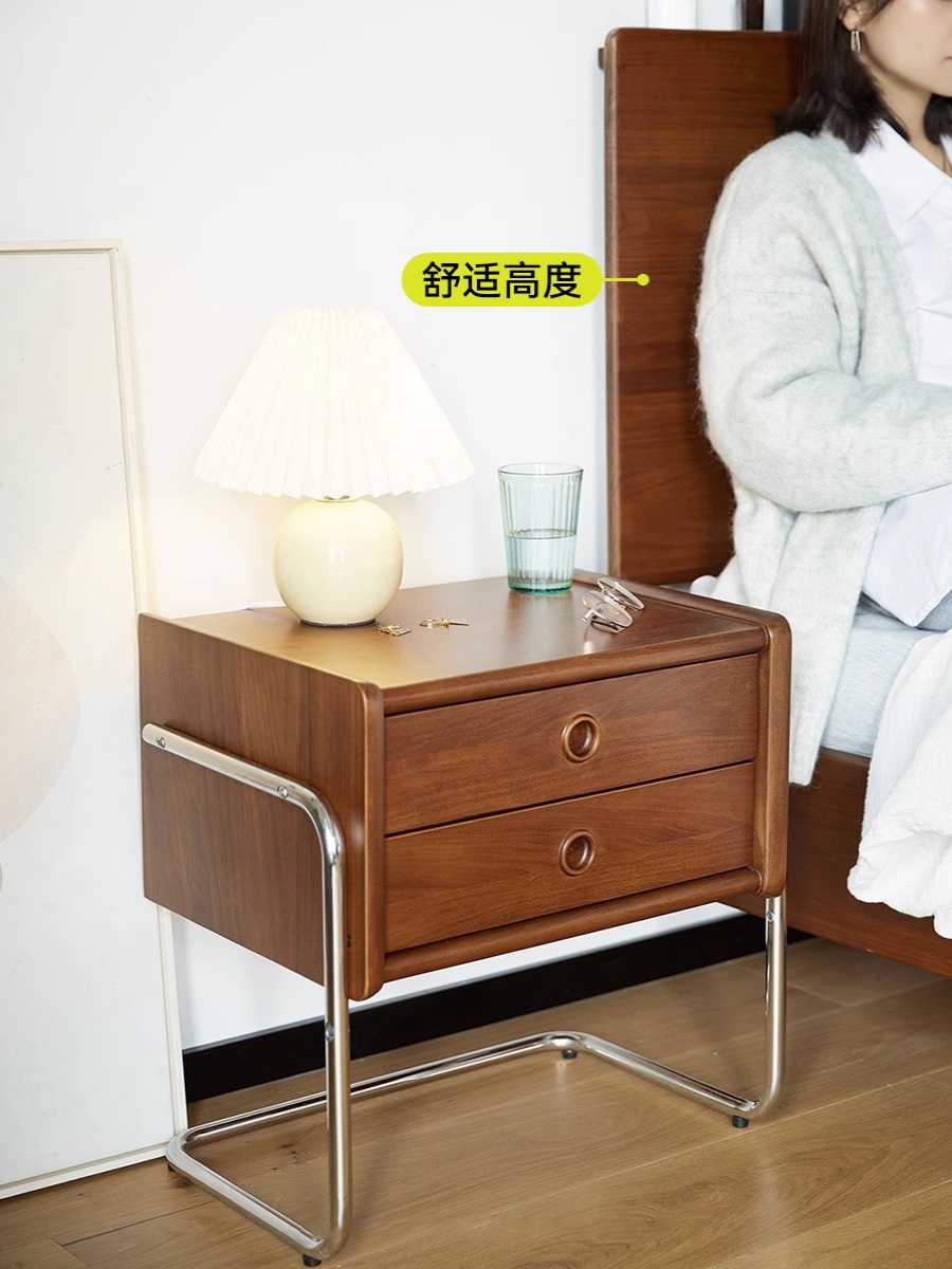 2단서랍 침대협탁 엔틱 레트로 브라운 장식대 거실 고급 - 상세 이미지 3