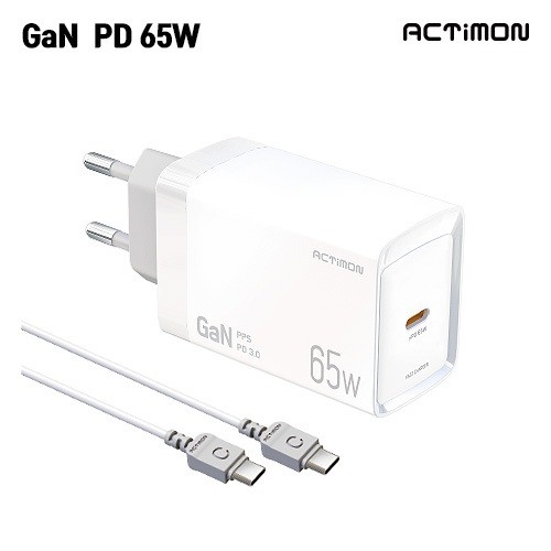 엑티몬 가정용 PD 65W 충전기 (C 포트) (C to C) MON-PD65W - 메인 이미지