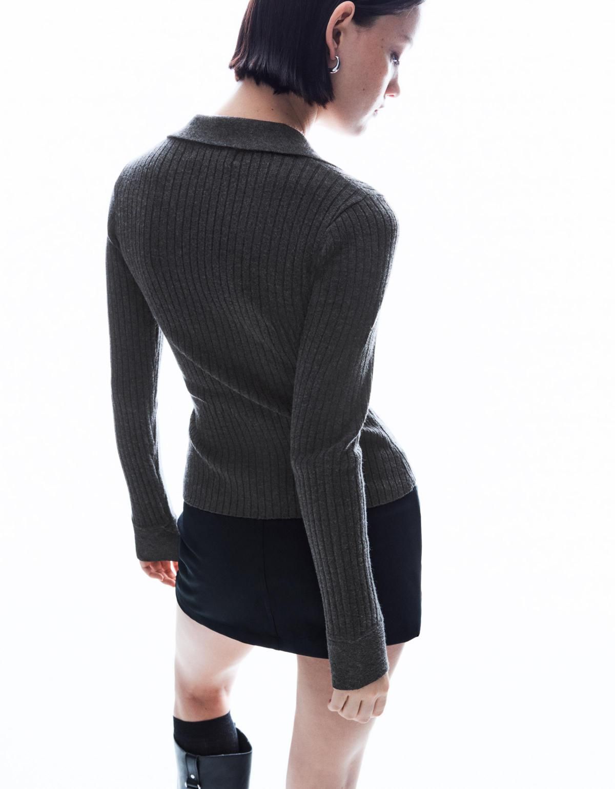 버쉬카 폴로카라 골지 가디건 0018/663 DARK GREY - 상세 이미지 4