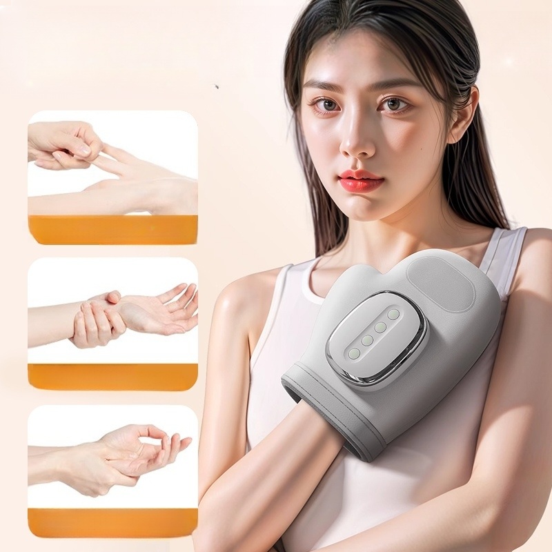 무선 손마사지기 손가락 안마기 진동 손목 공기압 손목 지압 마사지 글러브 휴대용 그레이 - 상세 이미지 3