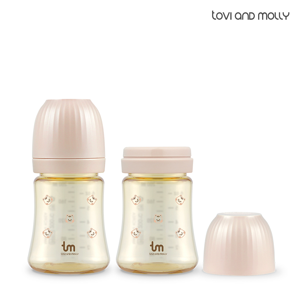 2+2 토비앤몰리 X 돗투돗 PPSU 아기 배앓이 방지 젖병 (젖꼭지 미포함) 180ml, 돗람이 핑크, 4개 - 상품 이미지