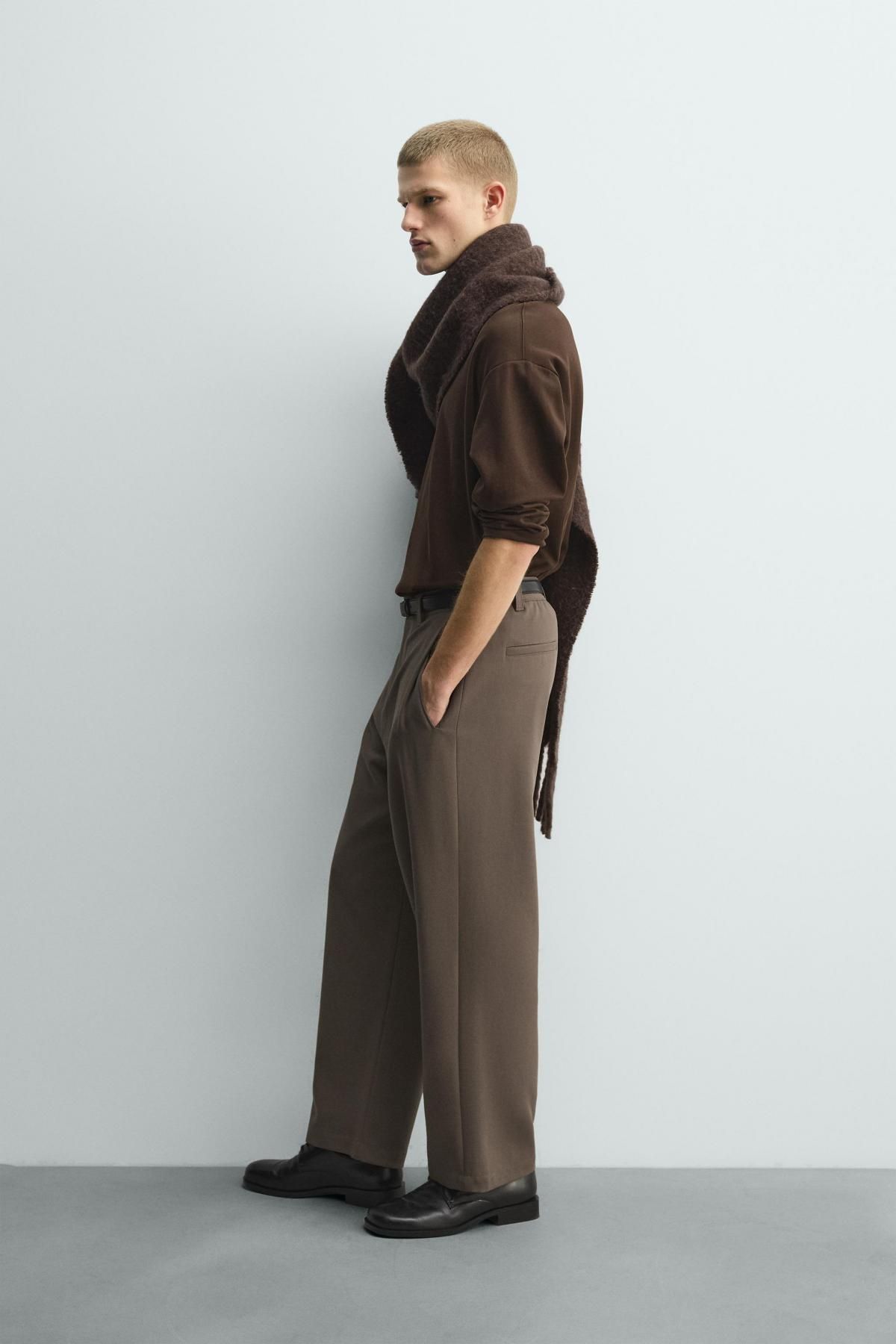 자라 테크니컬 와이드핏 플리츠 팬츠 4036/070 SAND - 상세 이미지 4