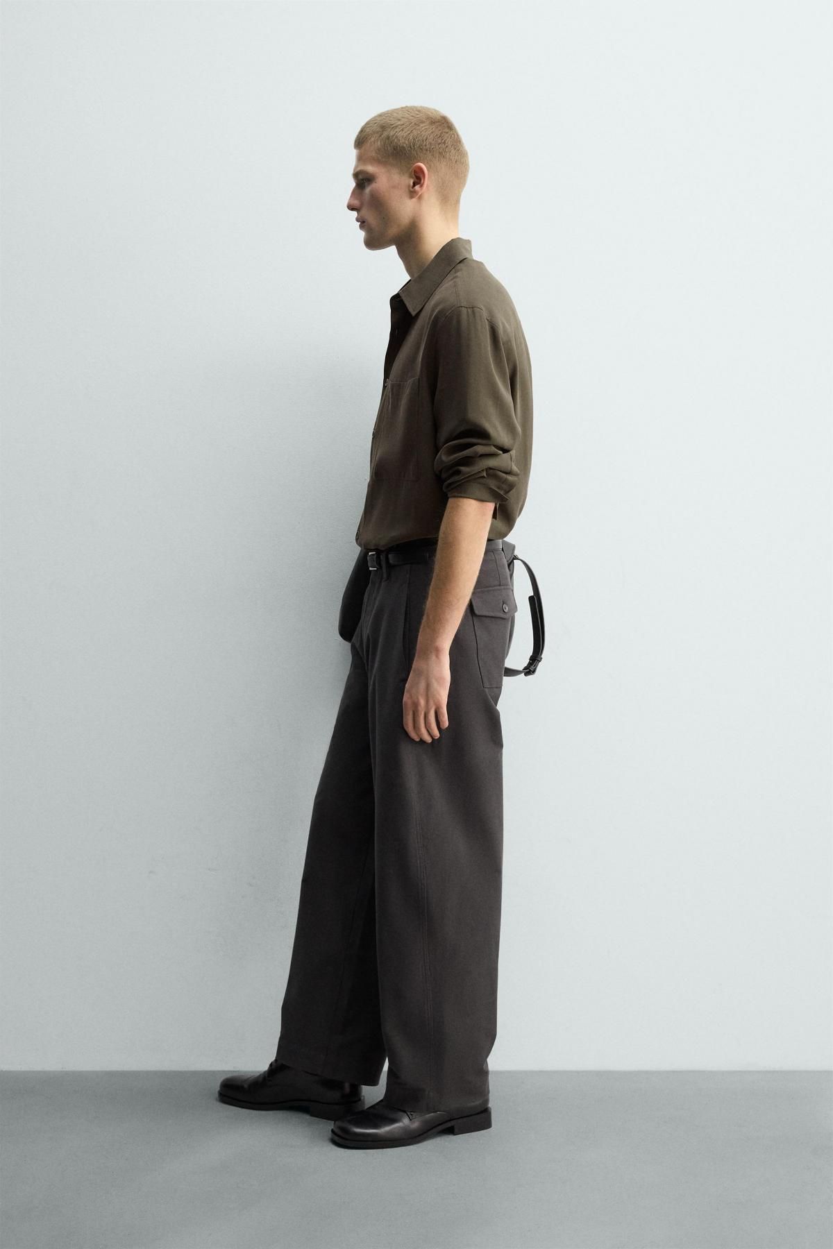자라 모달 블렌드 루즈핏 긴팔 셔츠 포켓 4038/519 KHAKI - 상세 이미지 5