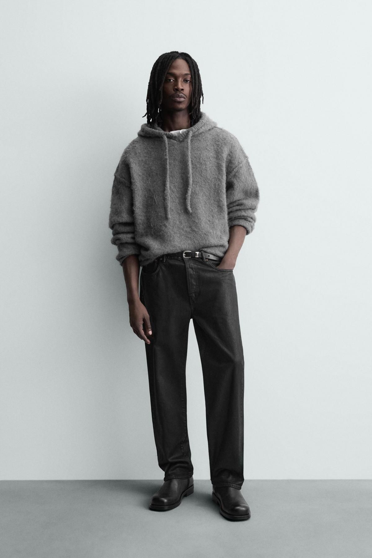 자라 브러쉬드 니트 후드 스웨트셔츠 3920/034 ANTHRACITE GREY - 상세 이미지 2