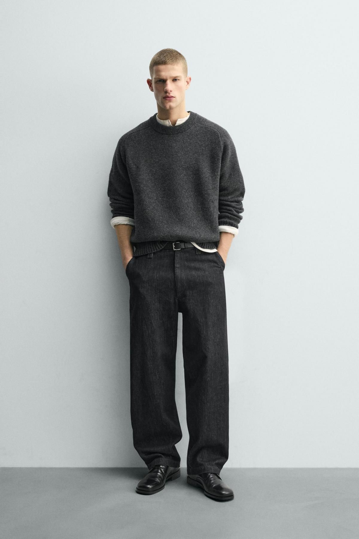 자라 더블페이스 라운드 울 니트 스웨터 2893/367 ANTHRACITE GREY - 상세 이미지 2