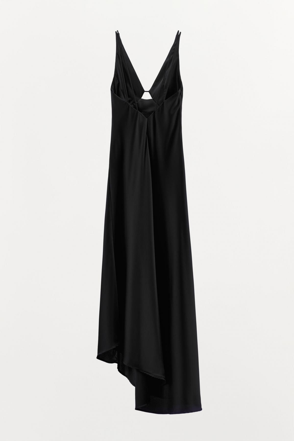 자라 새틴 스트랩 브이넥 롱 슬립 원피스 4772/124 BLACK - 상세 이미지 4