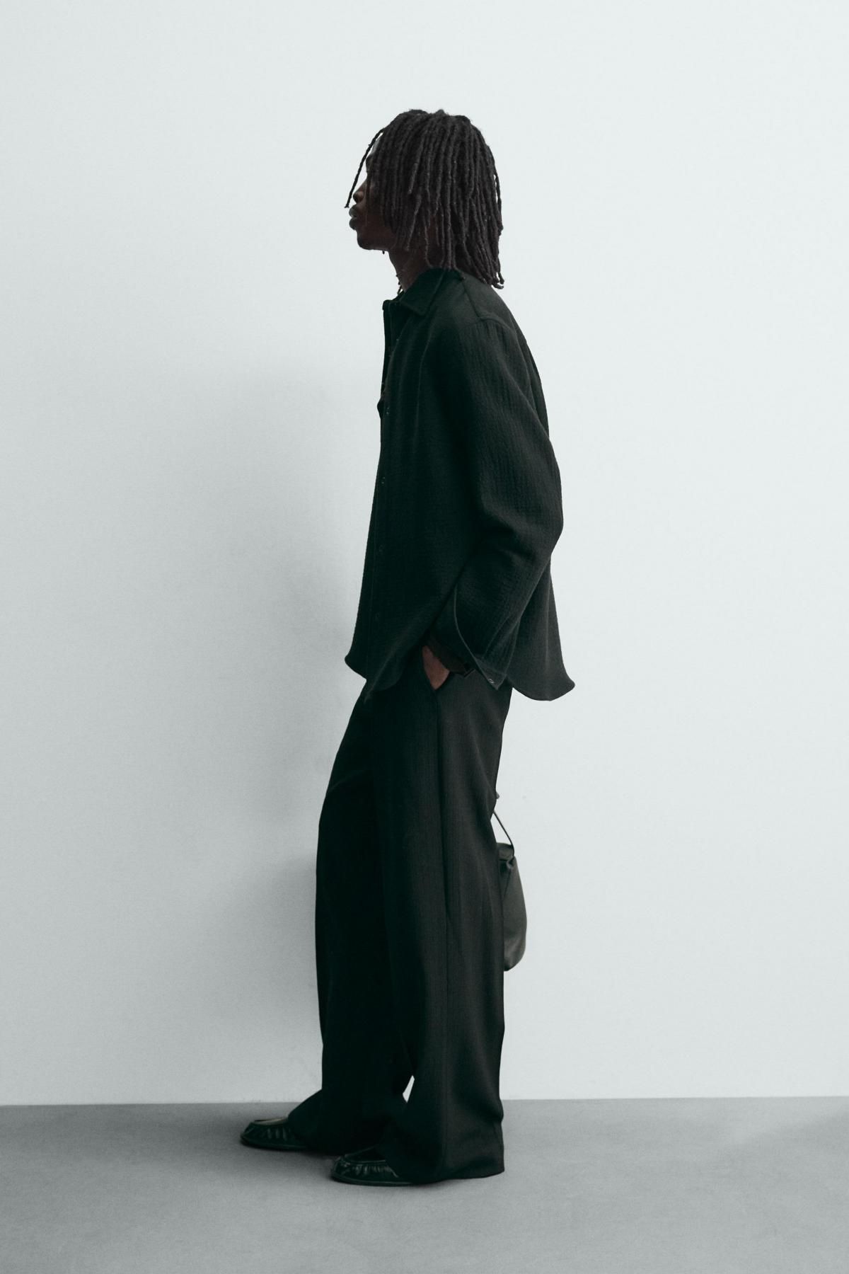 자라 텍스처 릴랙스핏 오버셔츠 블랙 4043/556 BLACK - 상세 이미지 5