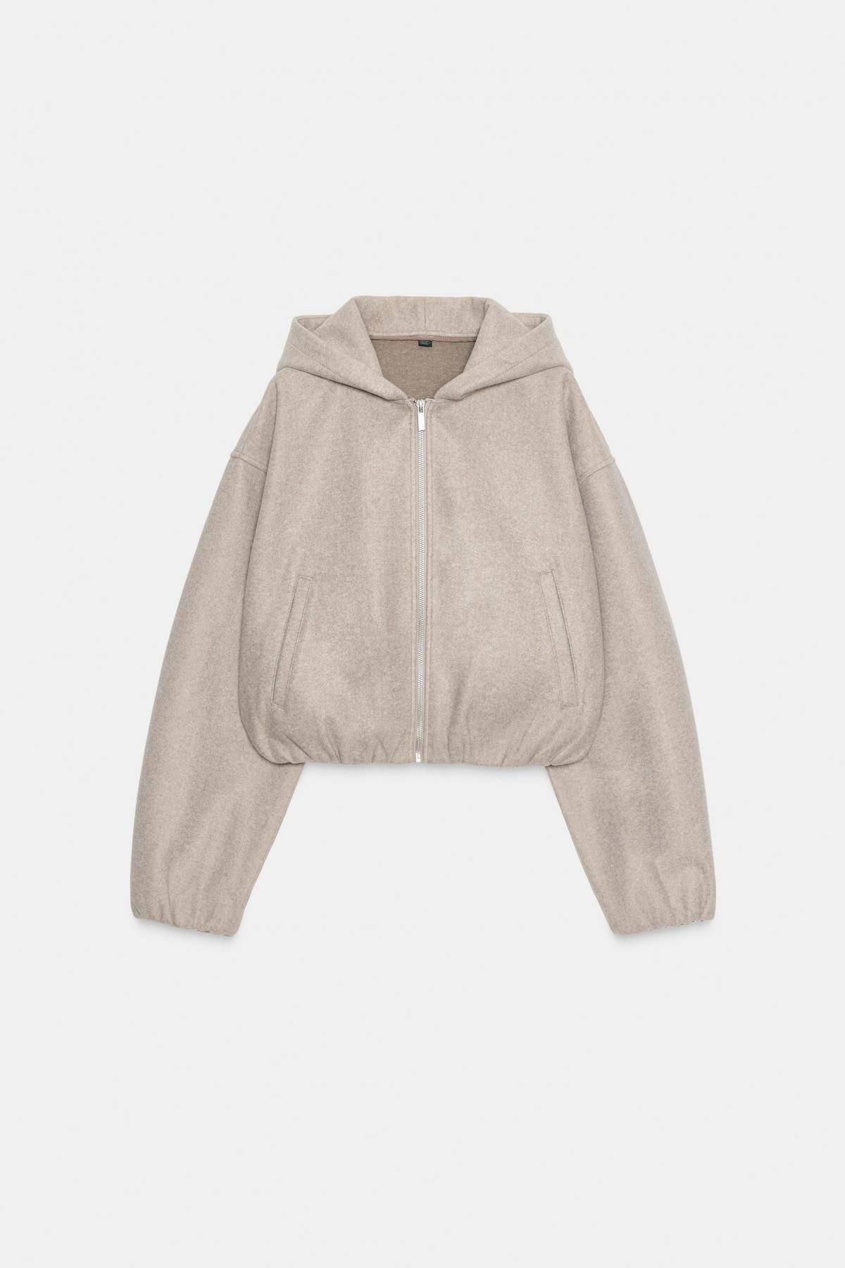 자라 소프트 라운드넥 후드 집업 재킷 5320/796 BROWN / TAUPE - 상품 이미지