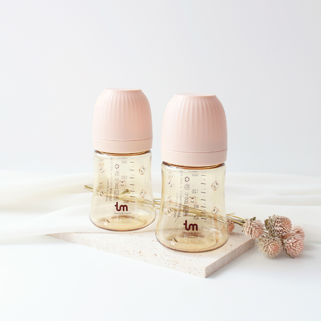 2+2 토비앤몰리 X 돗투돗 PPSU 아기 배앓이 방지 젖병 (젖꼭지 미포함) 180ml, 돗람이 핑크, 4개 - 상세 이미지 3