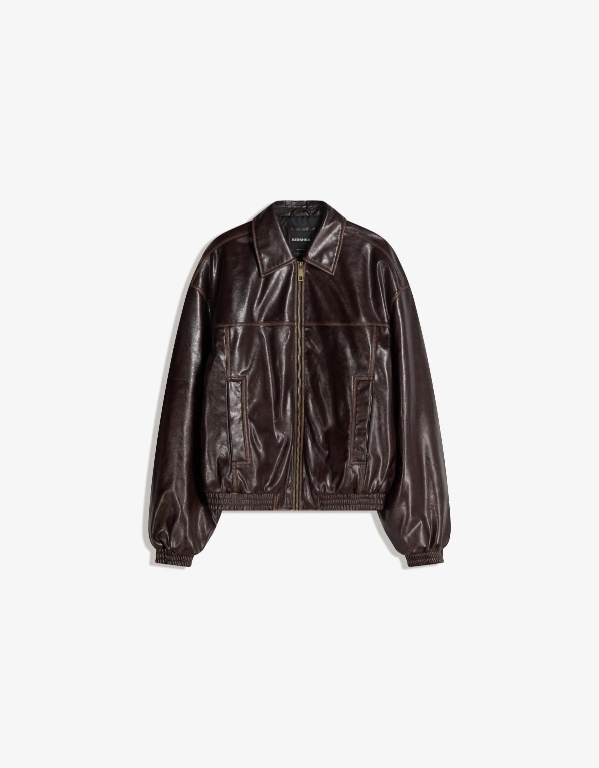 버쉬카 테크니컬 레더 이펙트 재킷 0097/073 BROWN - 상품 이미지