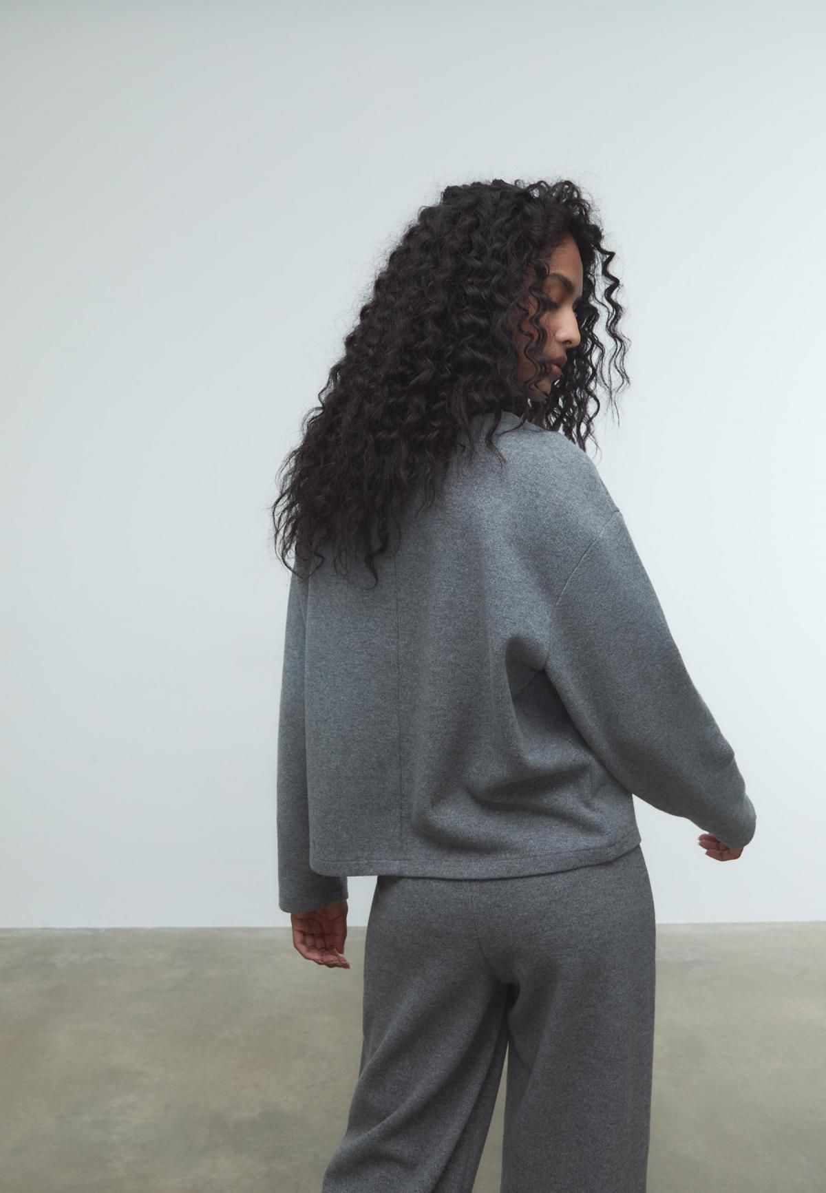 스트라디바리우스 소프트 루즈핏 라운드넥 니트 스웨터 6535/385 DARK GREY - 상세 이미지 3