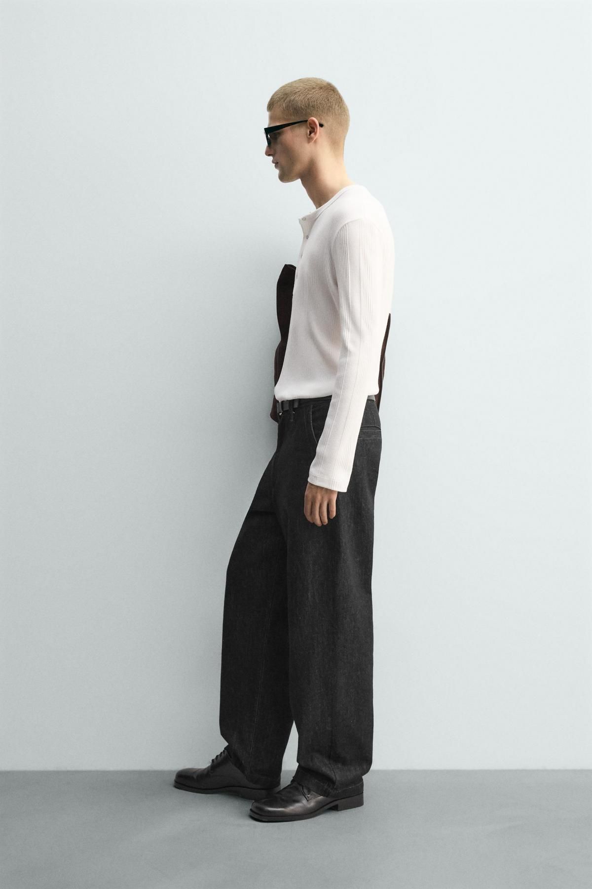 자라 텍스처 헨리넥 코튼 긴팔 티셔츠 화이트 5372/366 WHITE - 상세 이미지 5