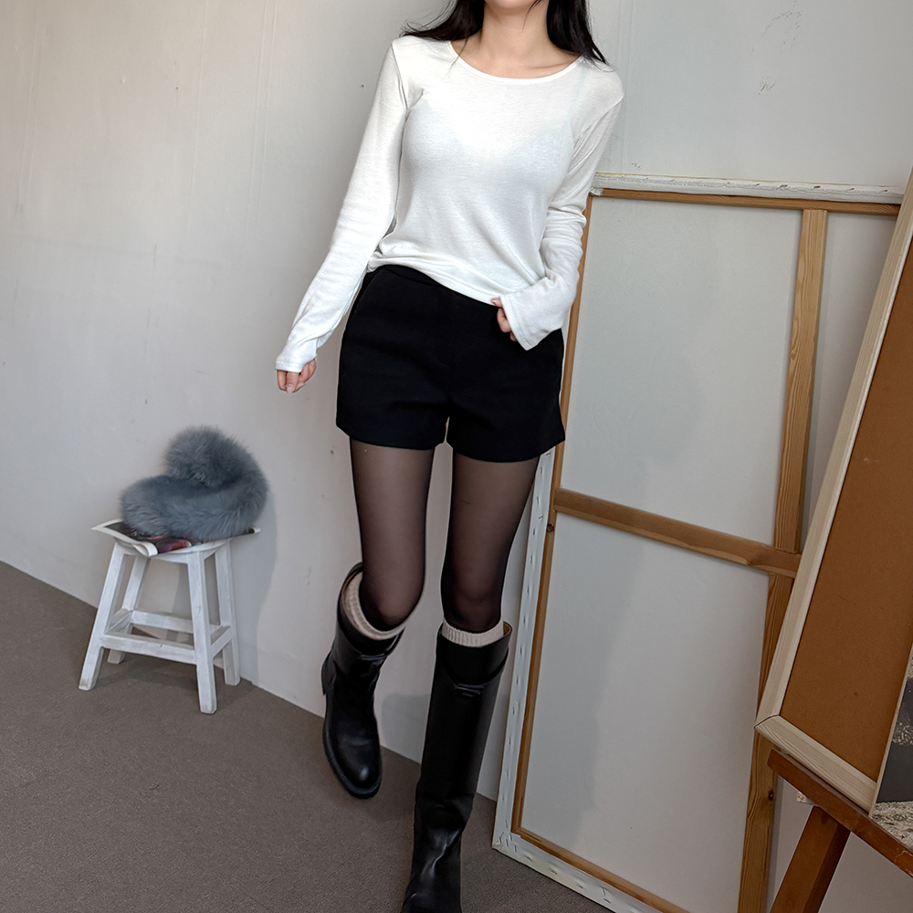 레이어드 여성 기모 기본 티셔츠 - 상세 이미지 3