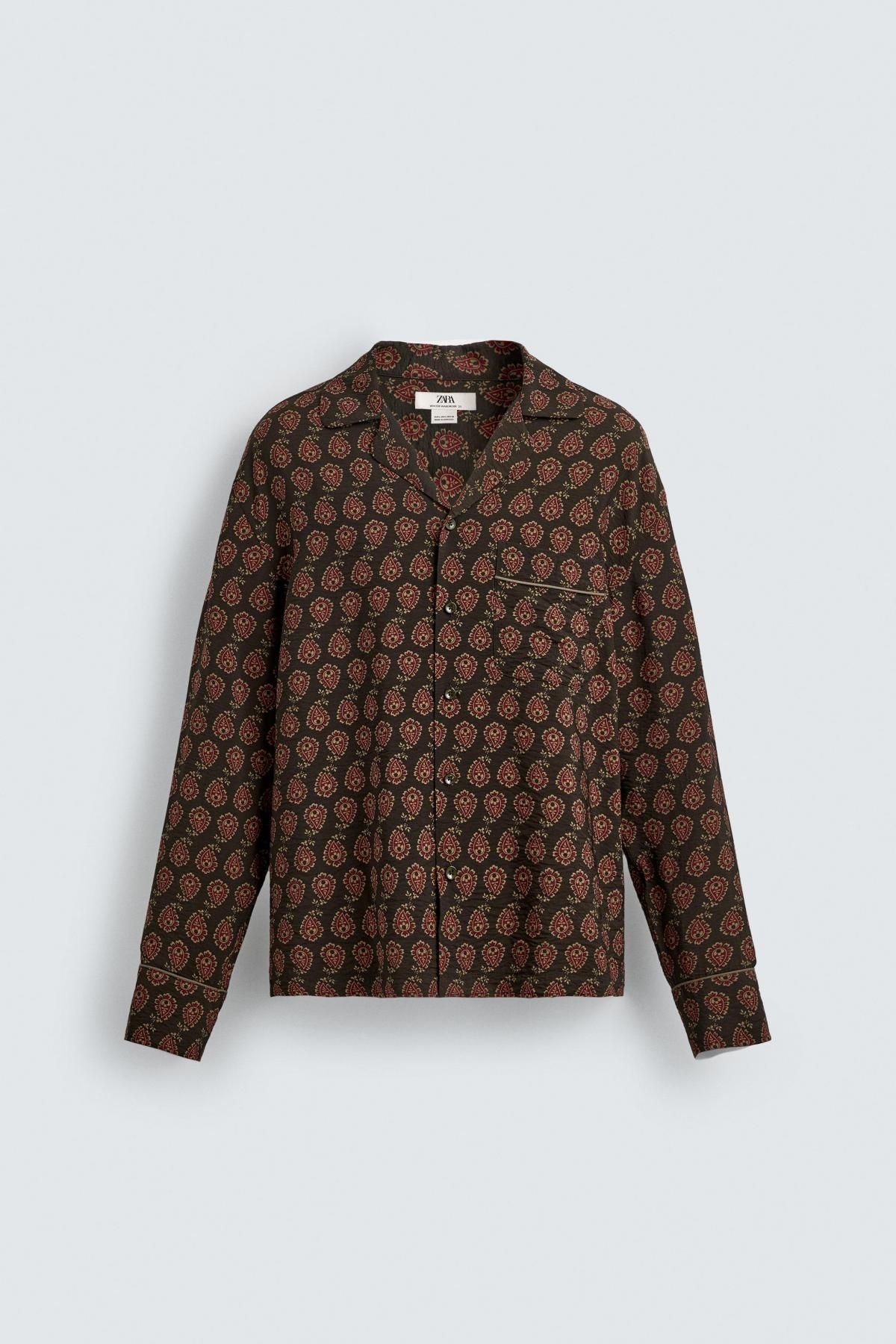 자라 페이즐리 프린트 릴랙스핏 긴팔 셔츠 9565/129 BROWN - 상품 이미지