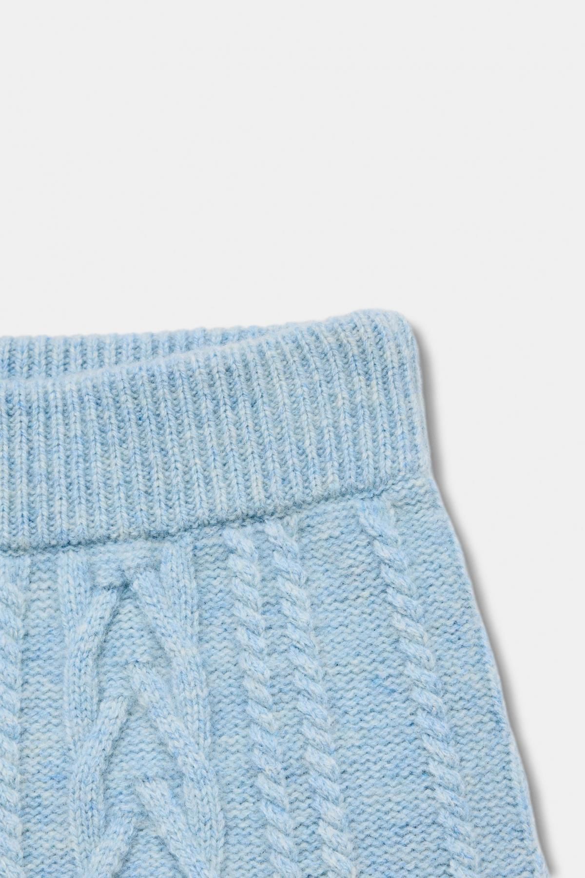 자라 테크니컬 블루 울 케이블 니트 반바지 5755/027 LIGHT BLUE 이미지 8