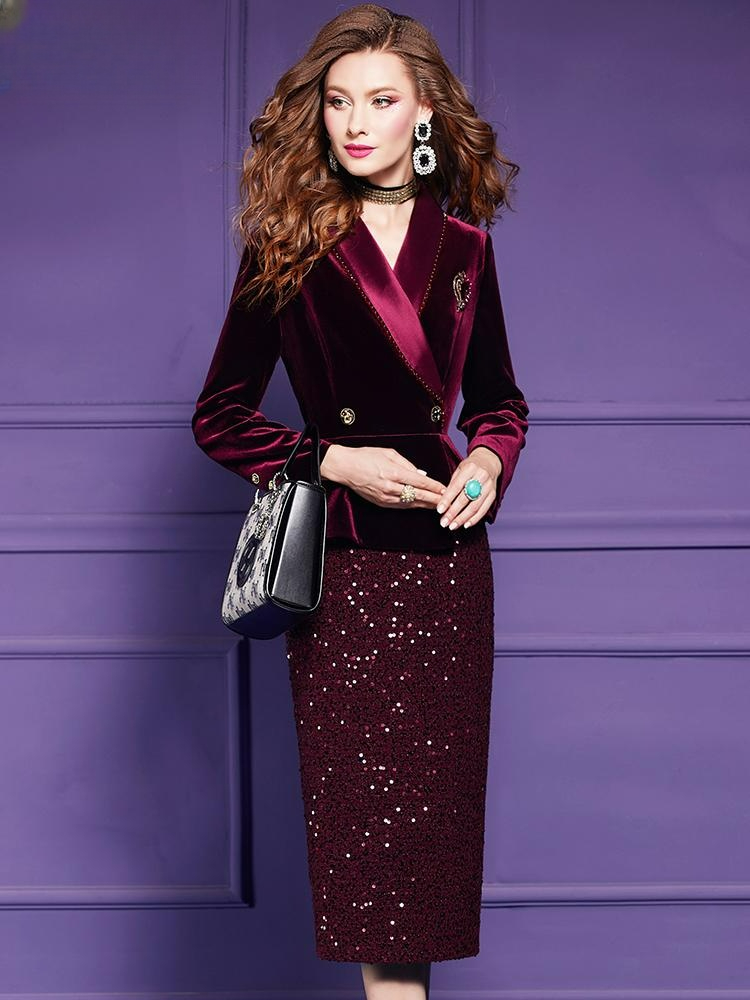 럭셔리 와인 레드 벨벳 겨울 결혼식 하객룩 드레스 진주 장식 여성 오피스 슬림핏  와인레드 S