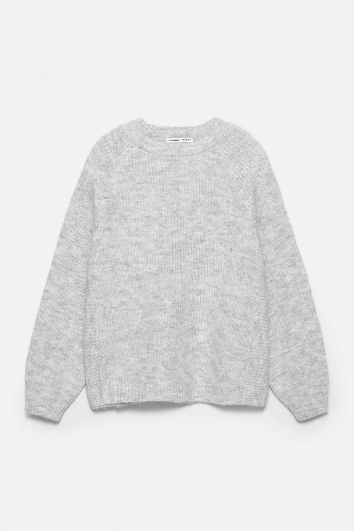 풀앤베어 그레이 소프트 펄 니트 라운드넥 스웨터 3540/306 GREY MARL - 메인 이미지
