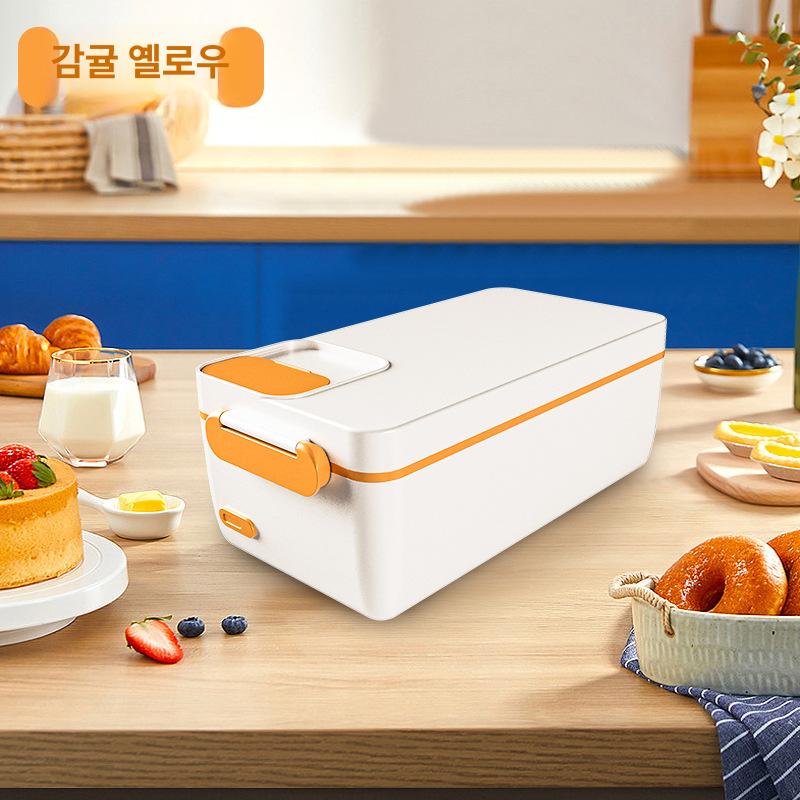 충전식 대용량 내열 보온 학생용 가정용 직장인용 탠저린옐로우 전기 도시락 영어 - 상세 이미지 5