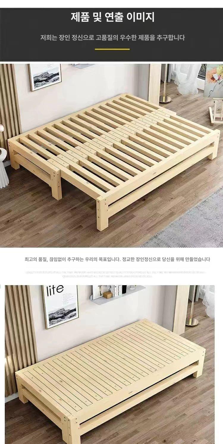 접이식 원목침대 평상 공간활용 침대프레임 베드 확장 침대틀 폭 100cm 이미지 7