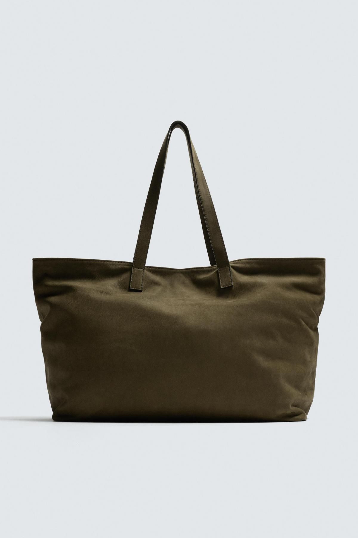 자라 프리미엄 스웨이드 토트백 베이직 3175/620 KHAKI GREEN - 상품 이미지