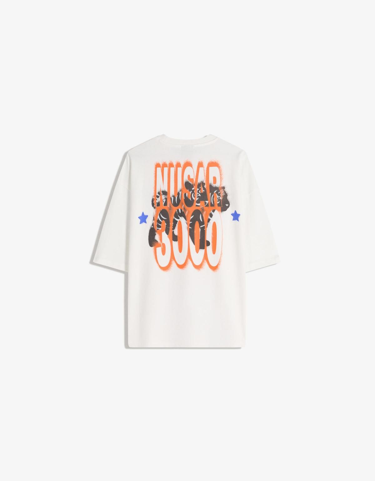 버쉬카 박시 프린트 반팔 티셔츠 8118/538 WHITE - 상품 이미지