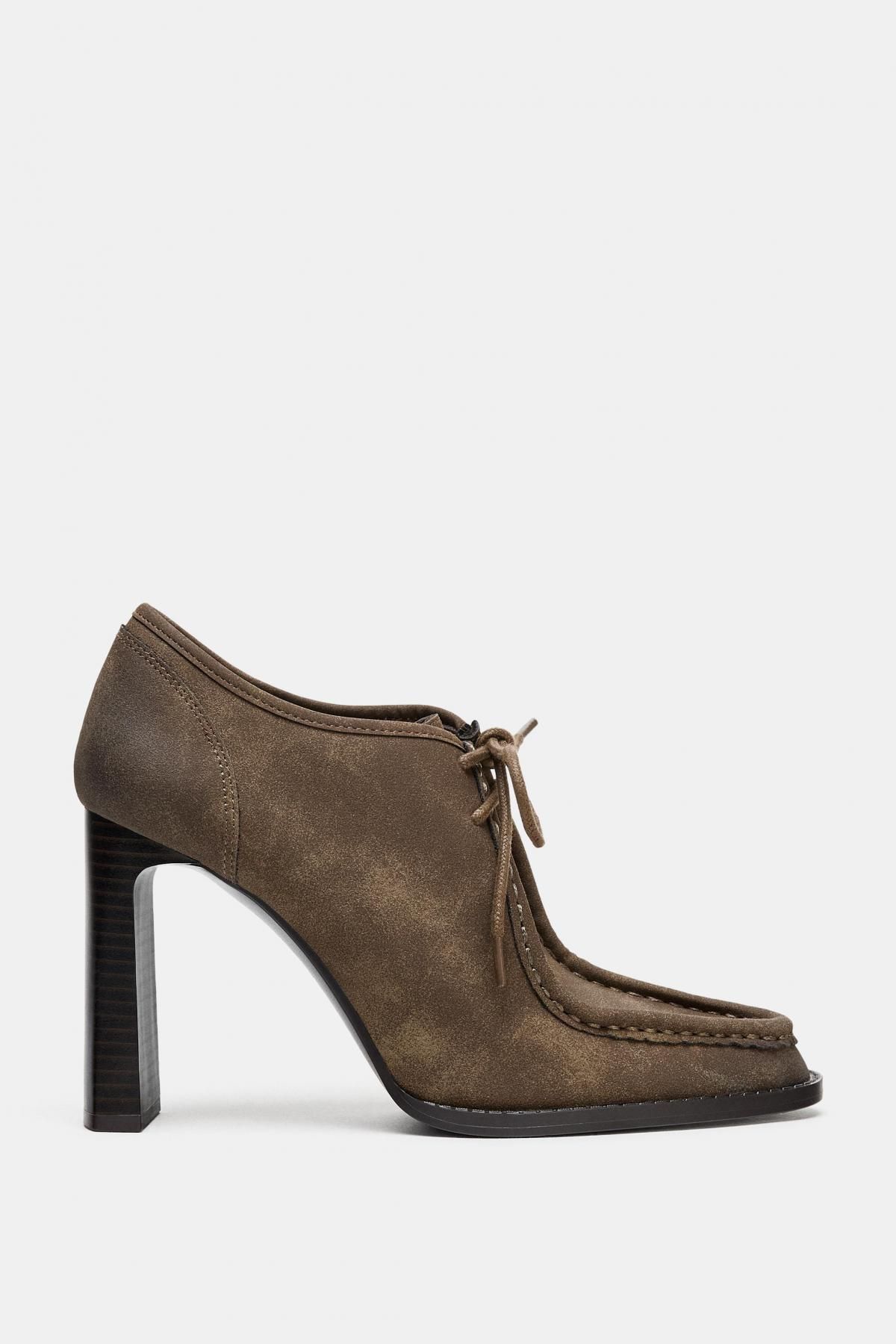 자라 청키 플랫폼 레이스업 하이힐 슈즈 2215/710 KHAKI GREEN - 상품 이미지
