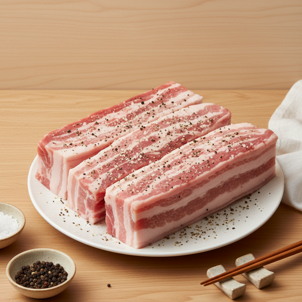 유비푸드 삼겹살 1kg 듀록 통삼겹 시즈닝 이미지 1