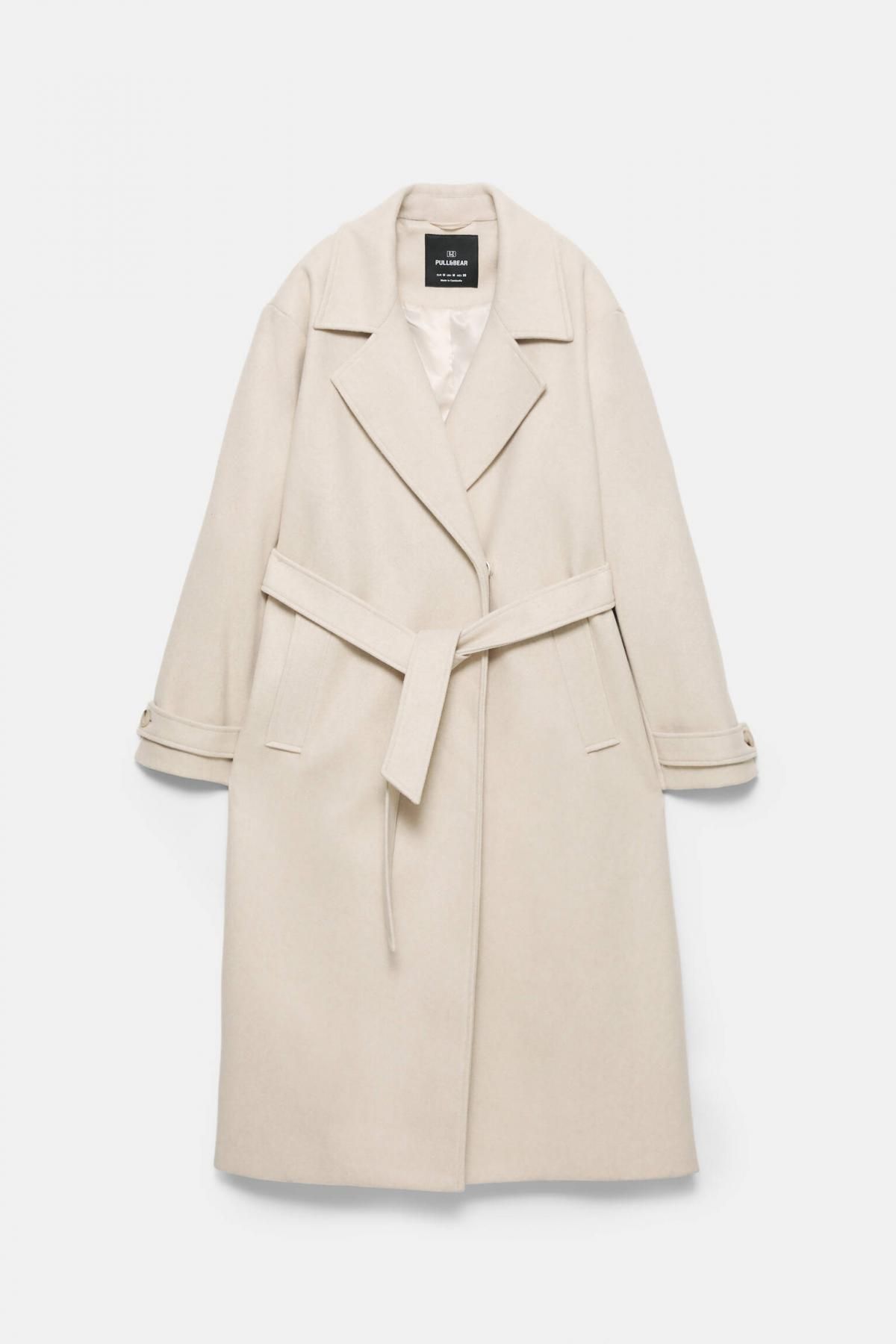 풀앤베어 소프트 펠트 텍스처 벨트 롱 코트 3755/356 BEIGE - 상품 이미지