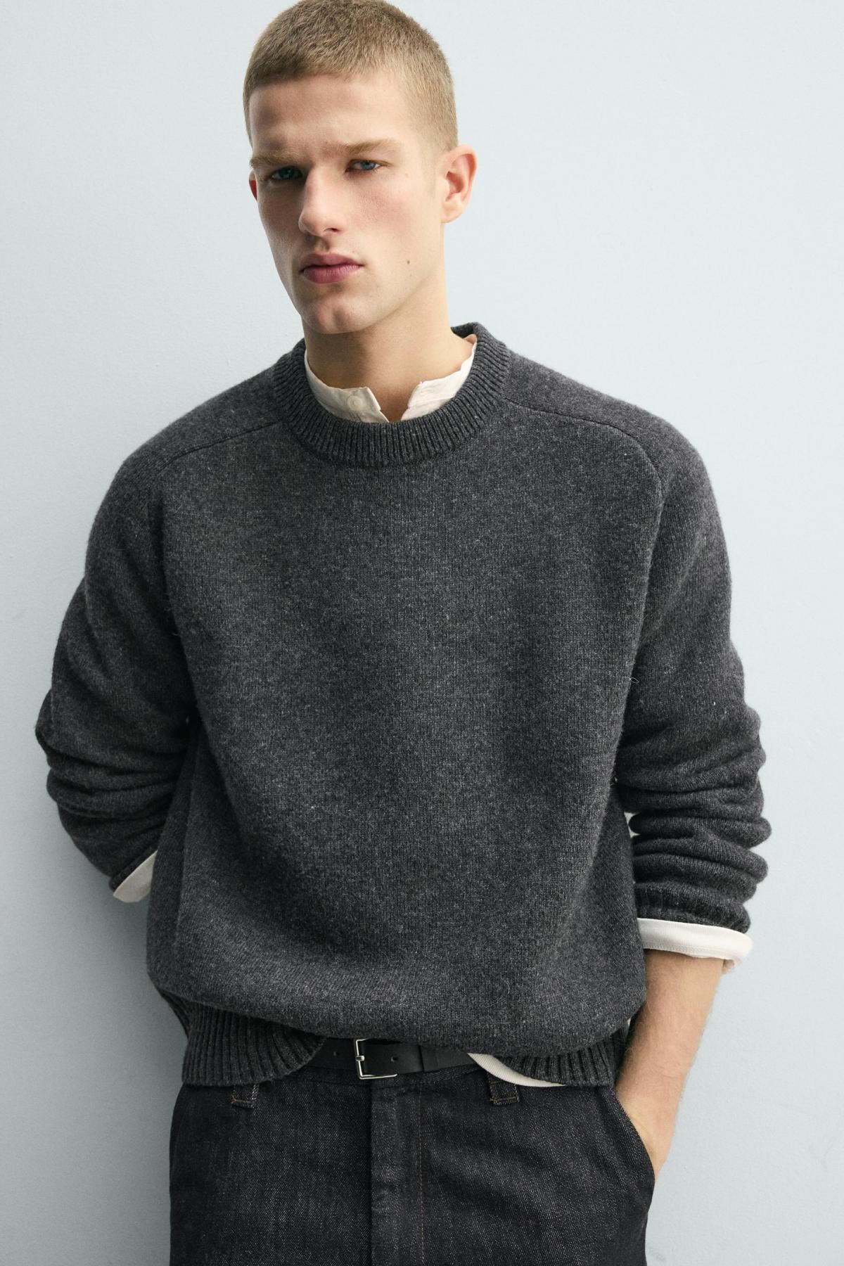 자라 더블페이스 라운드 울 니트 스웨터 2893/367 ANTHRACITE GREY 이미지 7